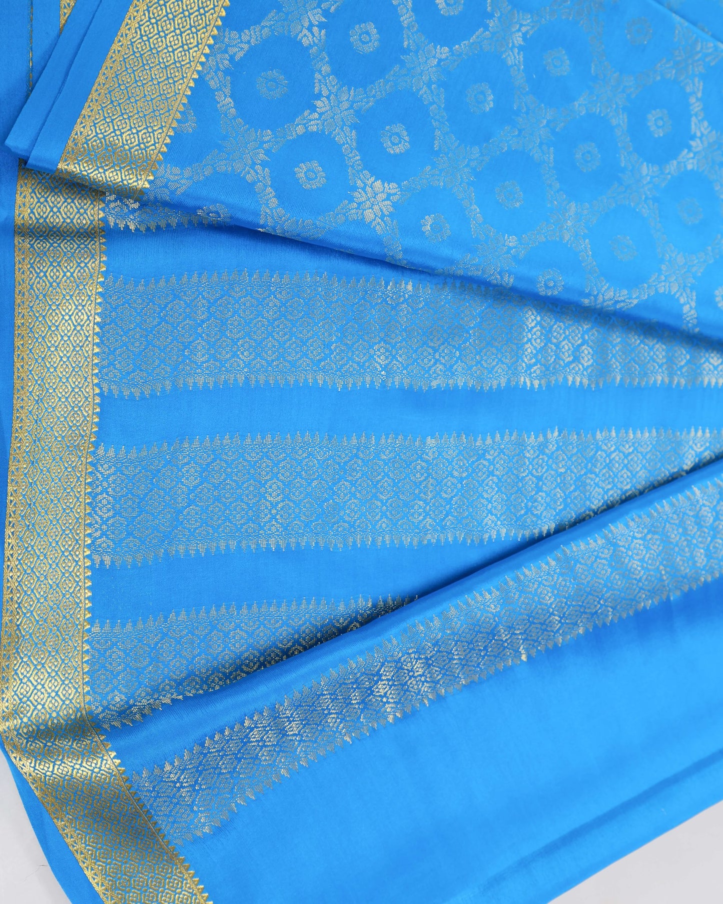 Blue  brocade butta pure mysore silk