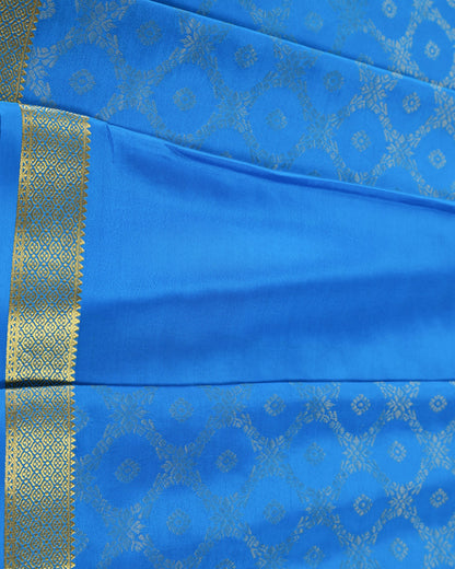 Blue  brocade butta pure mysore silk