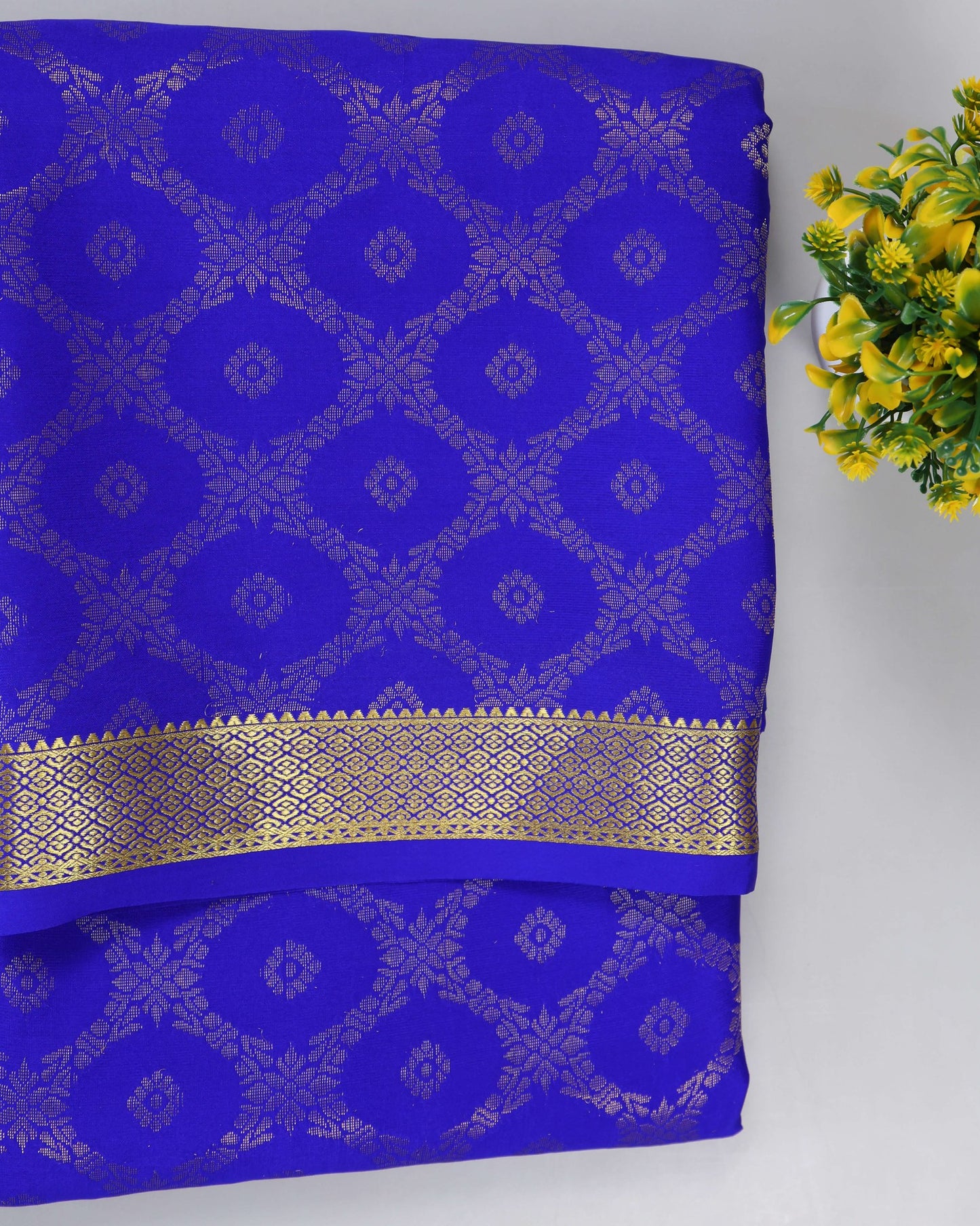 Royal blue  brocade  pure mysore silk