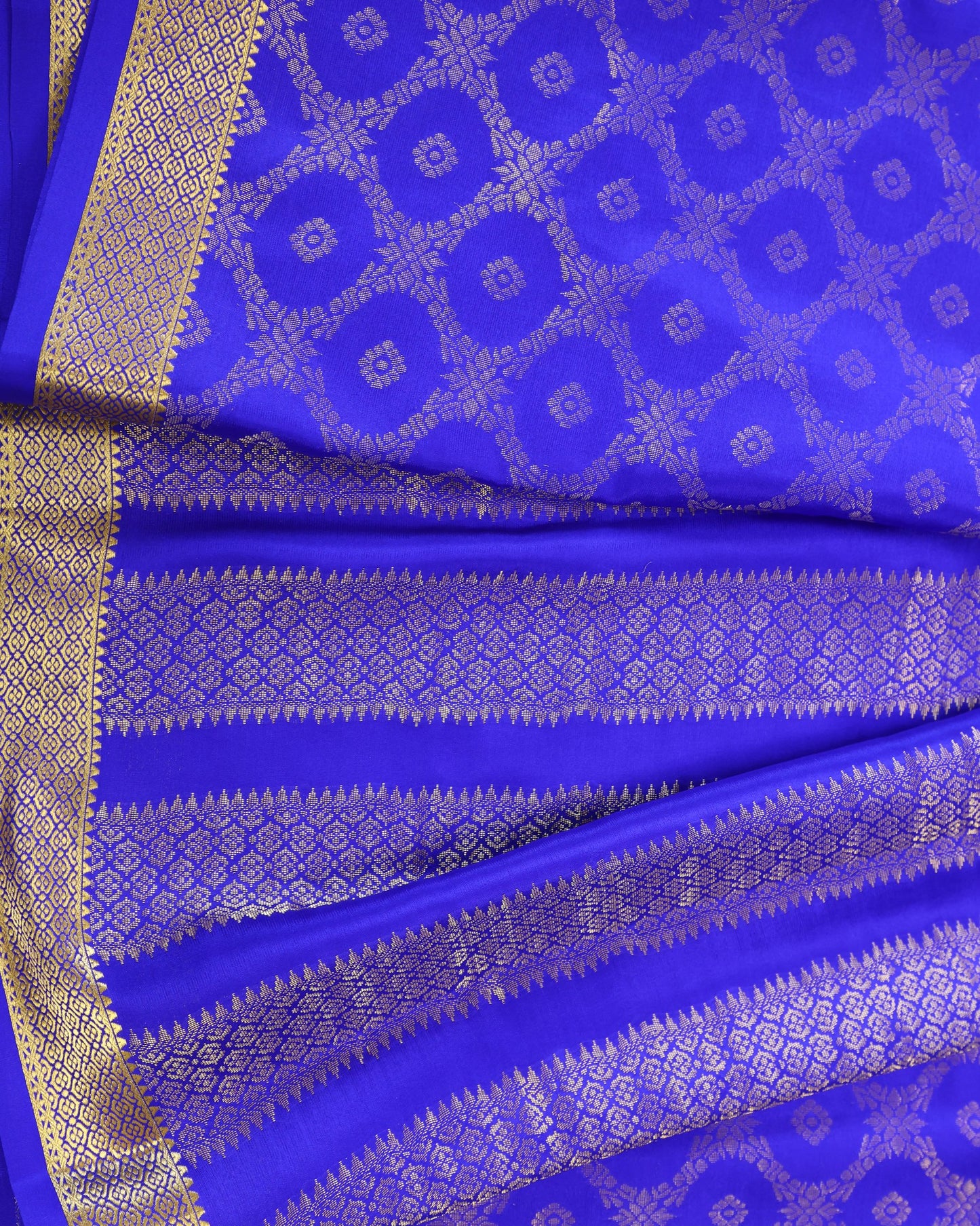 Royal blue  brocade  pure mysore silk