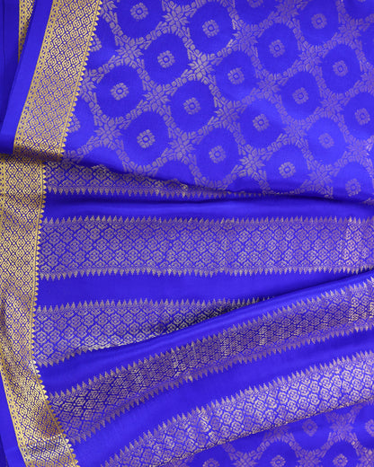 Royal blue  brocade  pure mysore silk