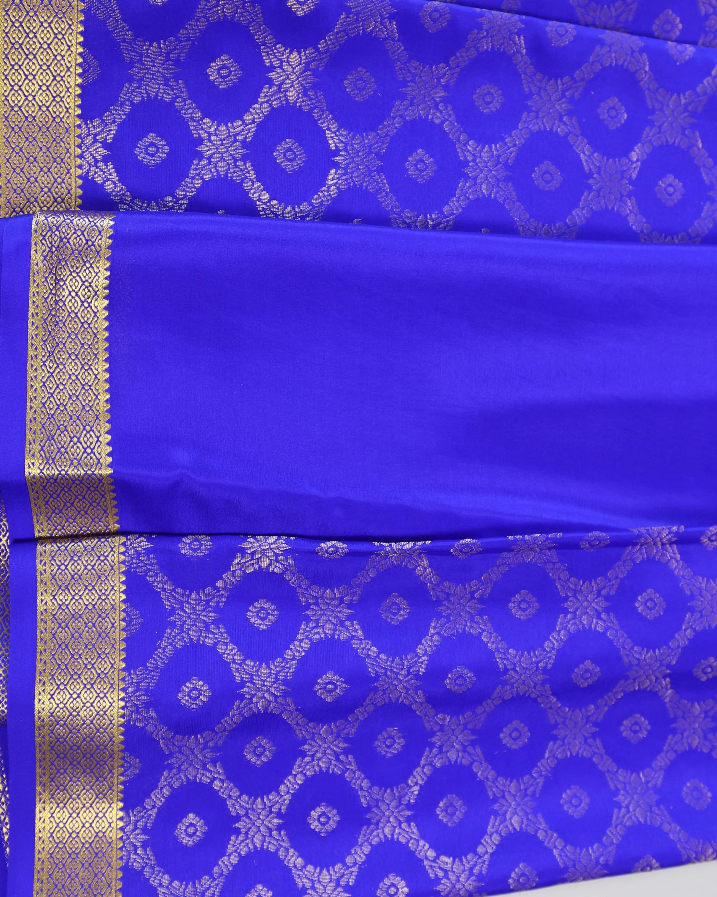 Royal blue  brocade  pure mysore silk