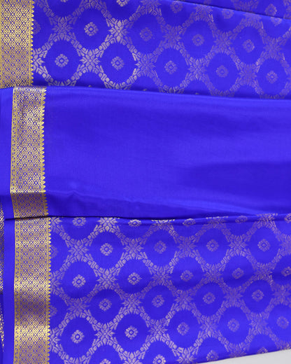 Royal blue  brocade  pure mysore silk
