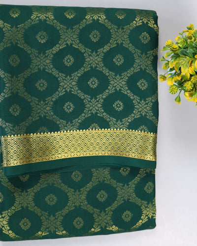 Bottle green brocade butta  pure mysore silk