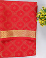 Dark red  brocade butta pure mysore silk