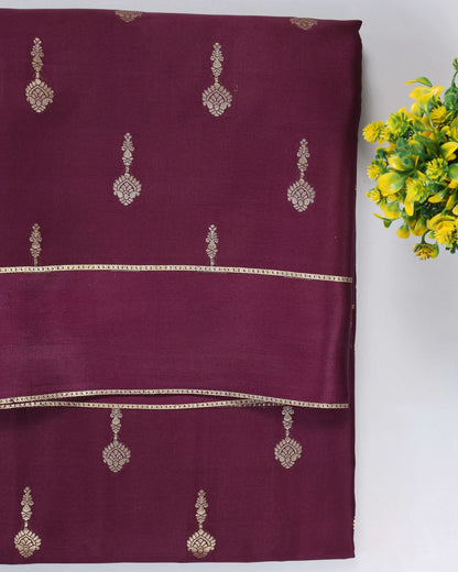 dark wine  gap boder wlth butta pure mysore silk