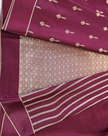 dark wine  gap boder wlth butta pure mysore silk