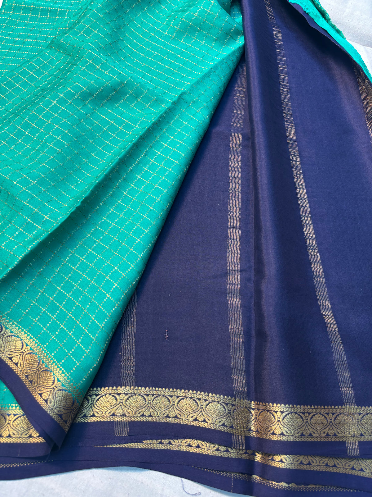 Small checks Pure Mysore Silk saree - Rexona