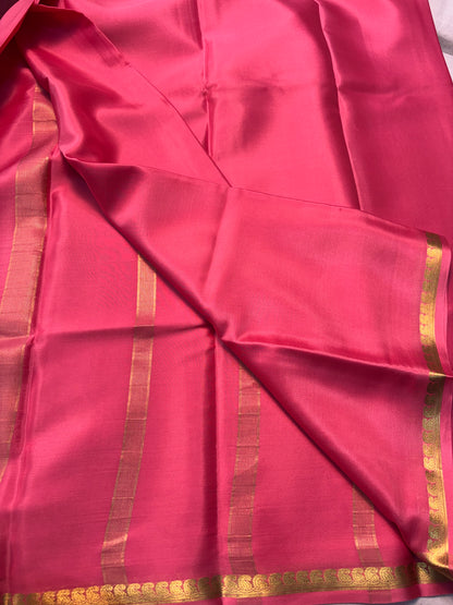 Pure Mysore Silk with 60GSM 1 Inch Border saree - Pink