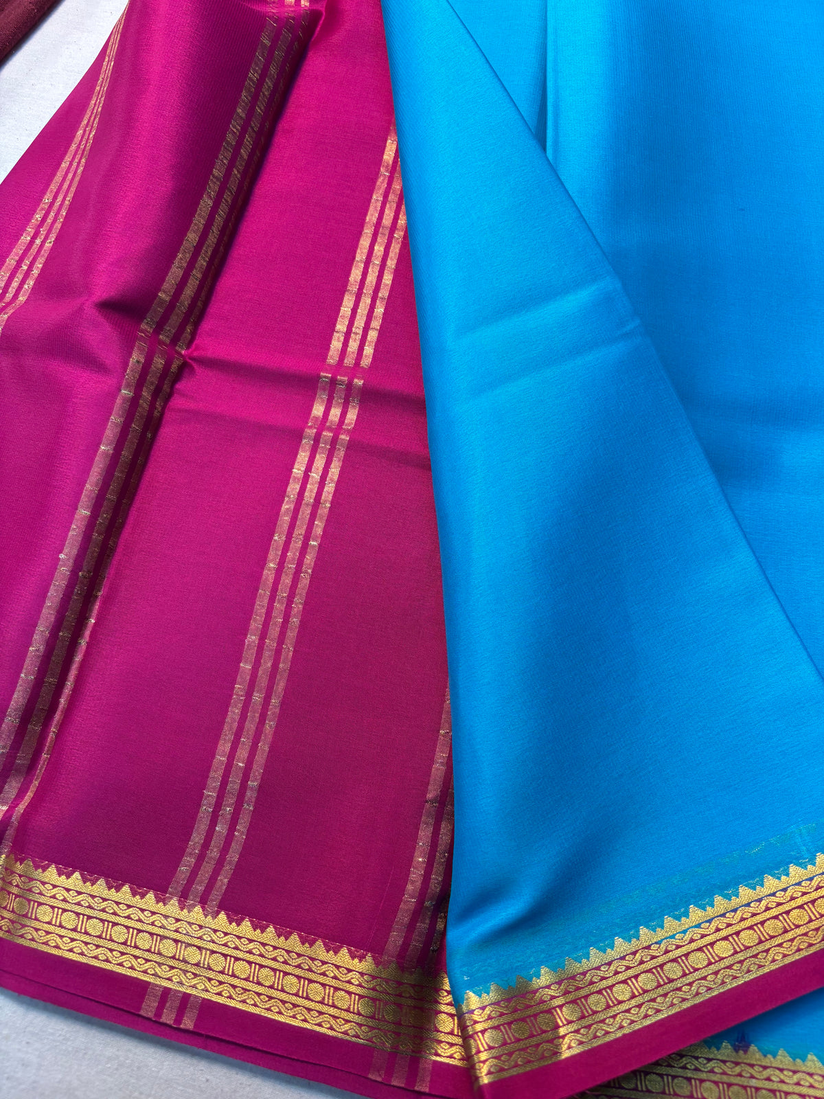 Pure Mysore Silk Saree with 60 gsm 1 inch Border - Blue