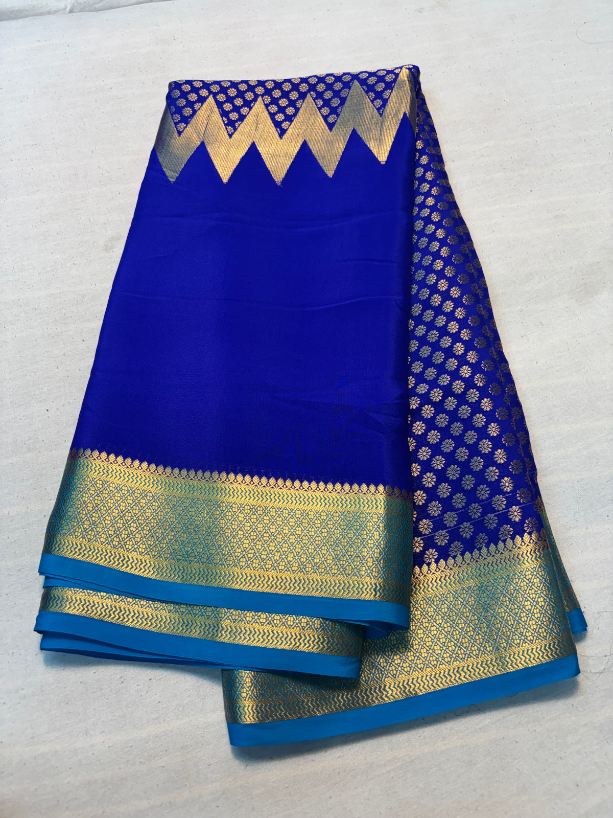 Rising boder Pure Mysore Silk Saree -Blue