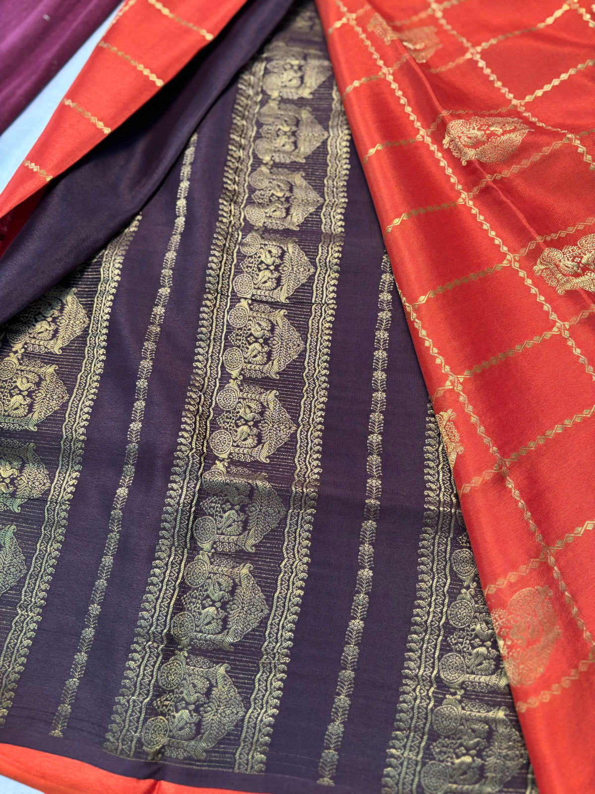 Ratha Vara Pure Mysore Silk Saree -Orange