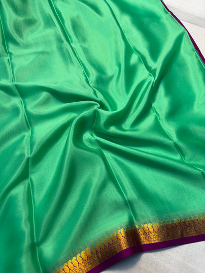 Pure Mysore Silk with 1 Inch Border - Green