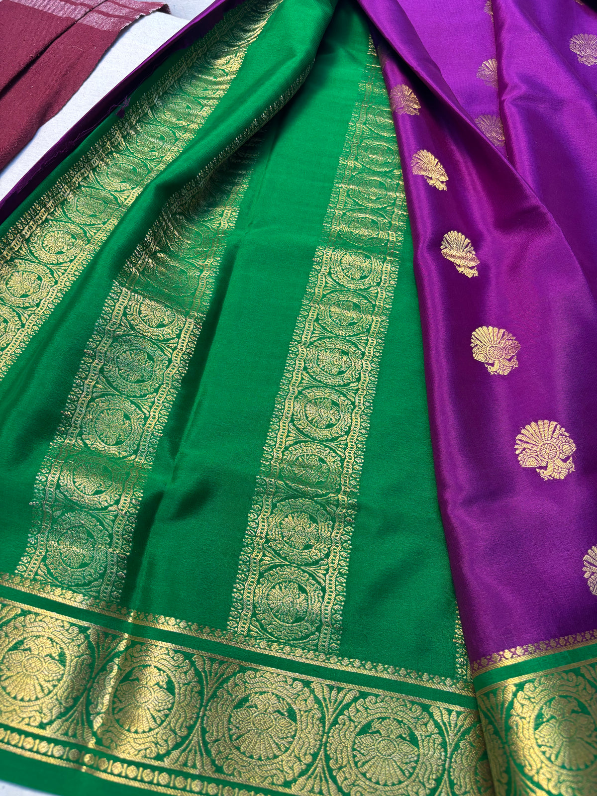 Pure Mysore Silk with Gandaberunda Butta - Purple