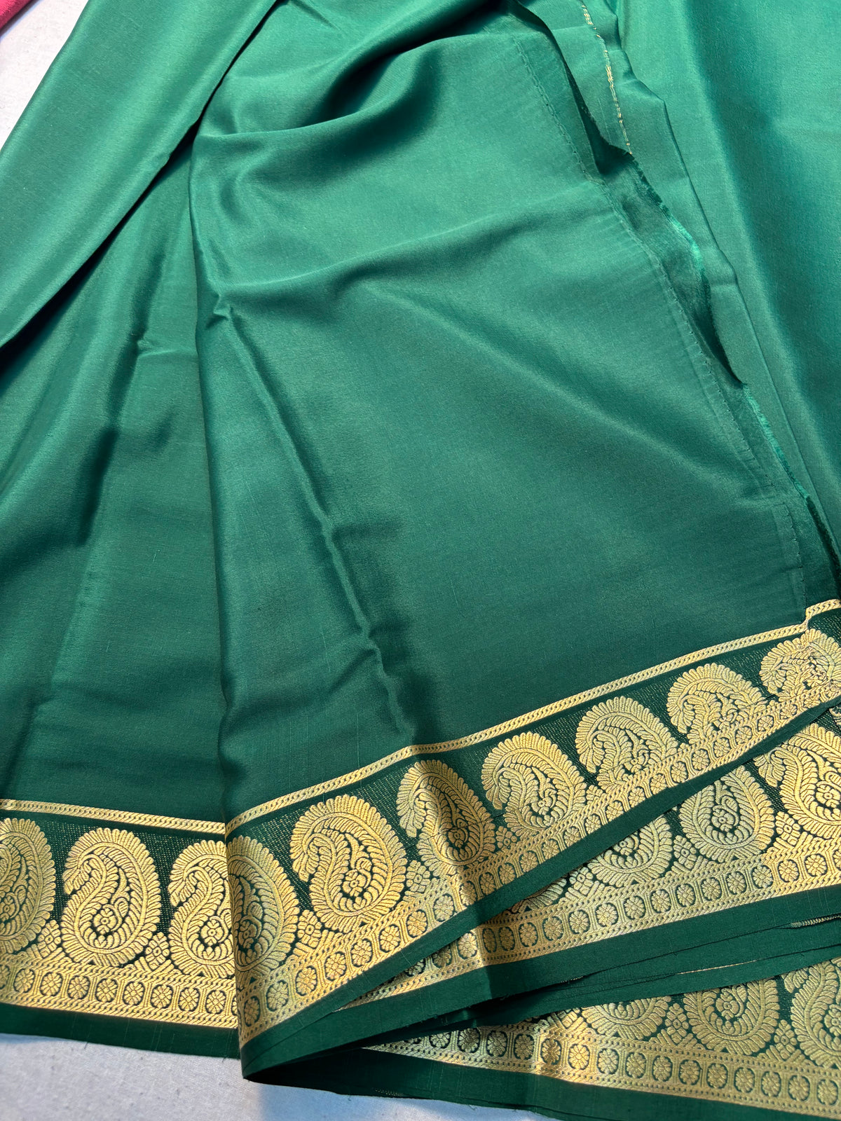 Pure Mysore Silk with Mango Border -Green