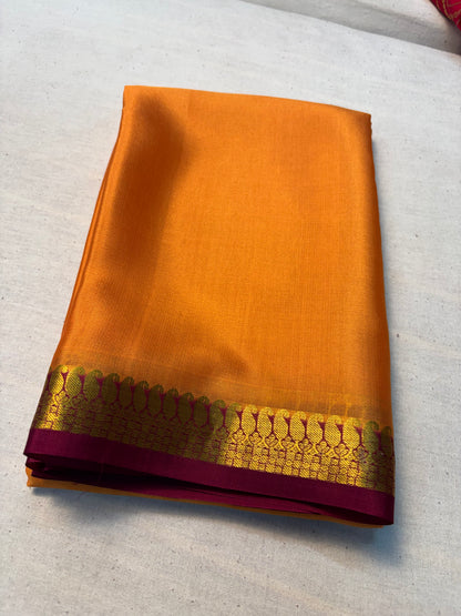 Pure Mysore Silk 60 GSM with Small Border - Mustard yellow