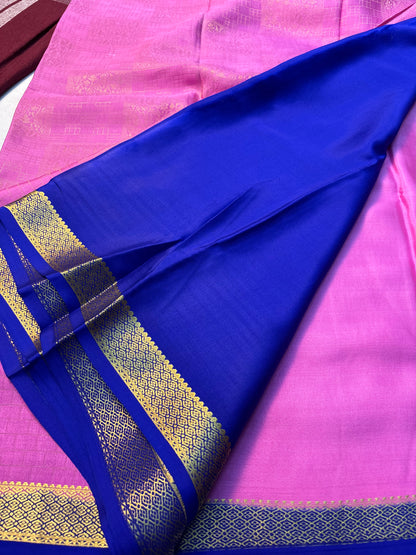 Brocade Pure Mysore Silk saree -Pink