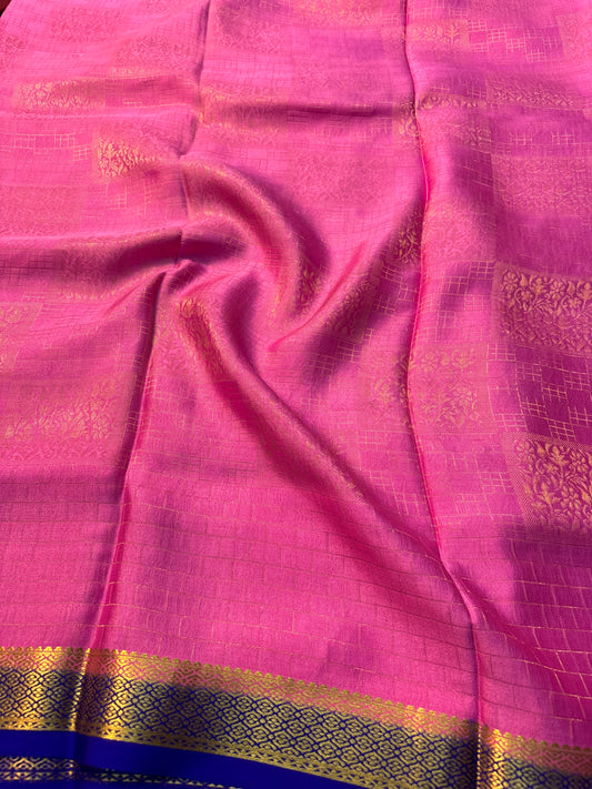 Brocade Pure Mysore Silk saree -Pink