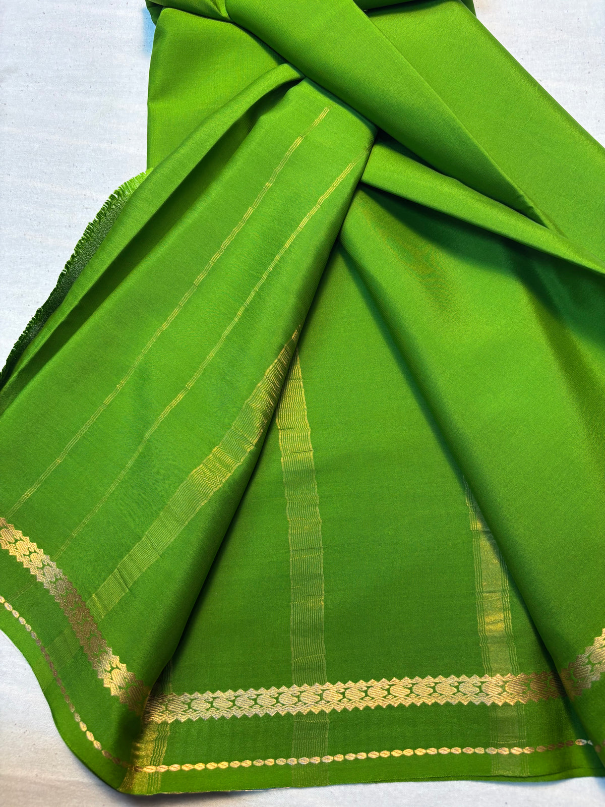 Pure Mysore Silk with small Border -Green