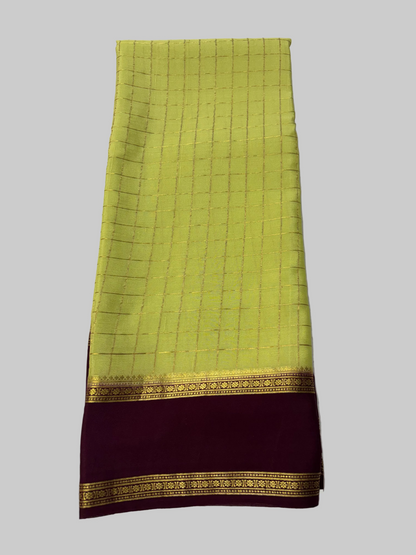 Pure Mysore Checks Silk Saree -Green