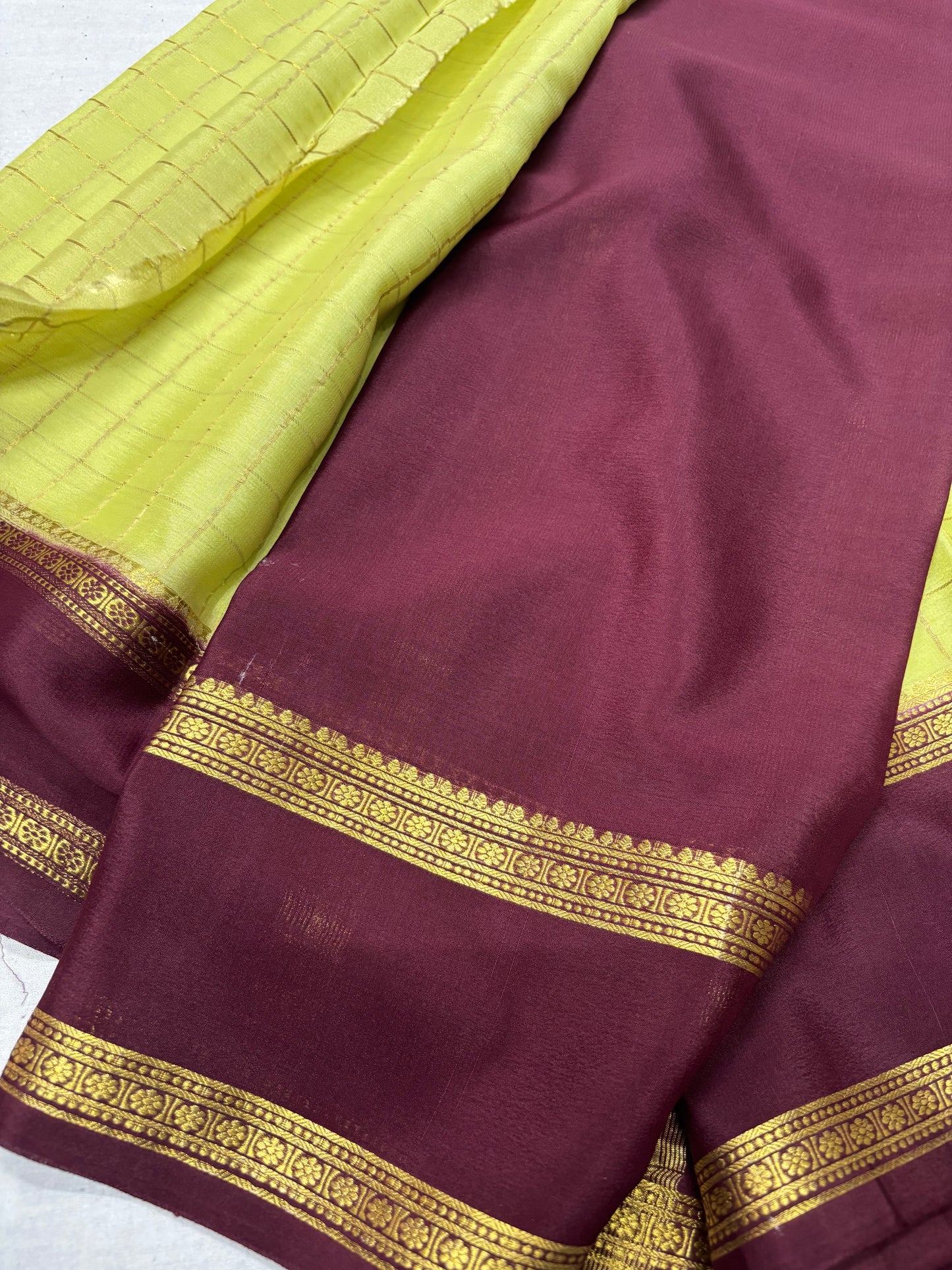 Pure Mysore Checks Silk Saree -Green