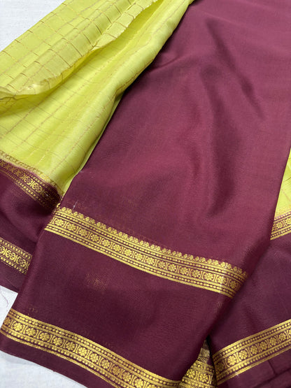 Pure Mysore Checks Silk Saree -Green