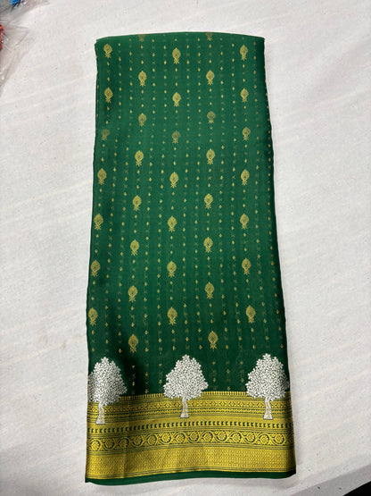 Emerald Vriksha Pure Mysore Silk Saree -Green