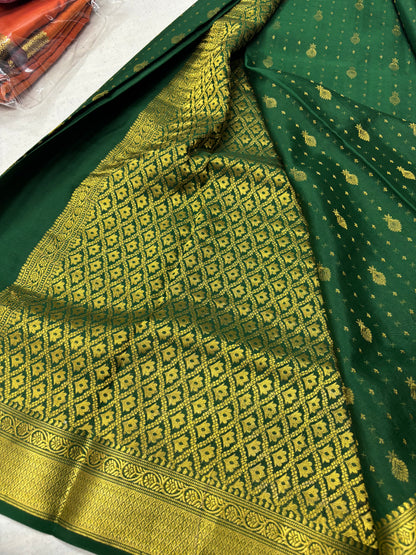 Emerald Vriksha Pure Mysore Silk Saree -Green