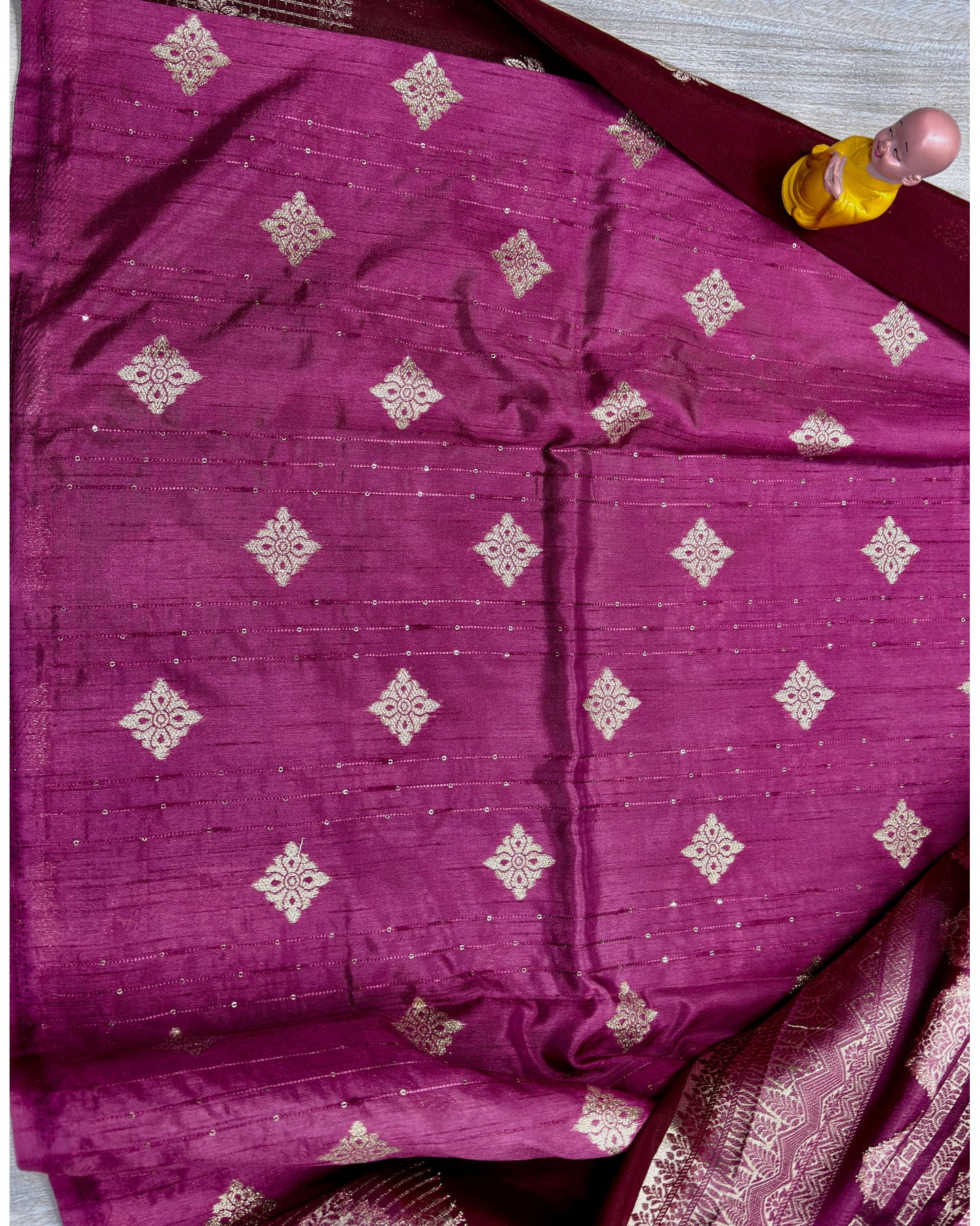 Marron with pink semi premium banaras