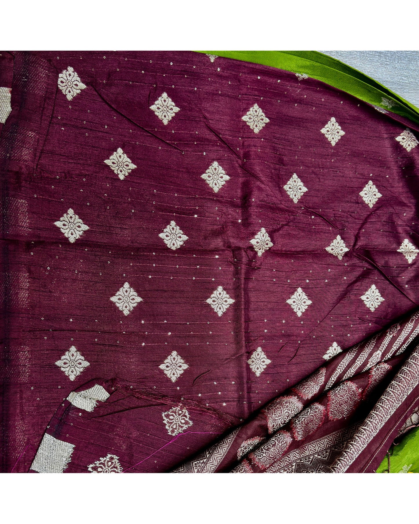 Green with Marron semi premium banaras