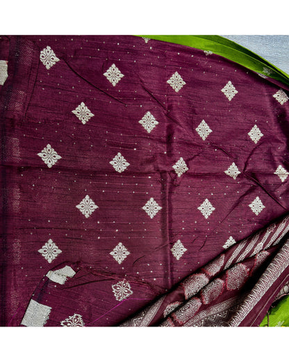 Green with Marron semi premium banaras