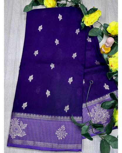 Blue with purple semi premium banaras