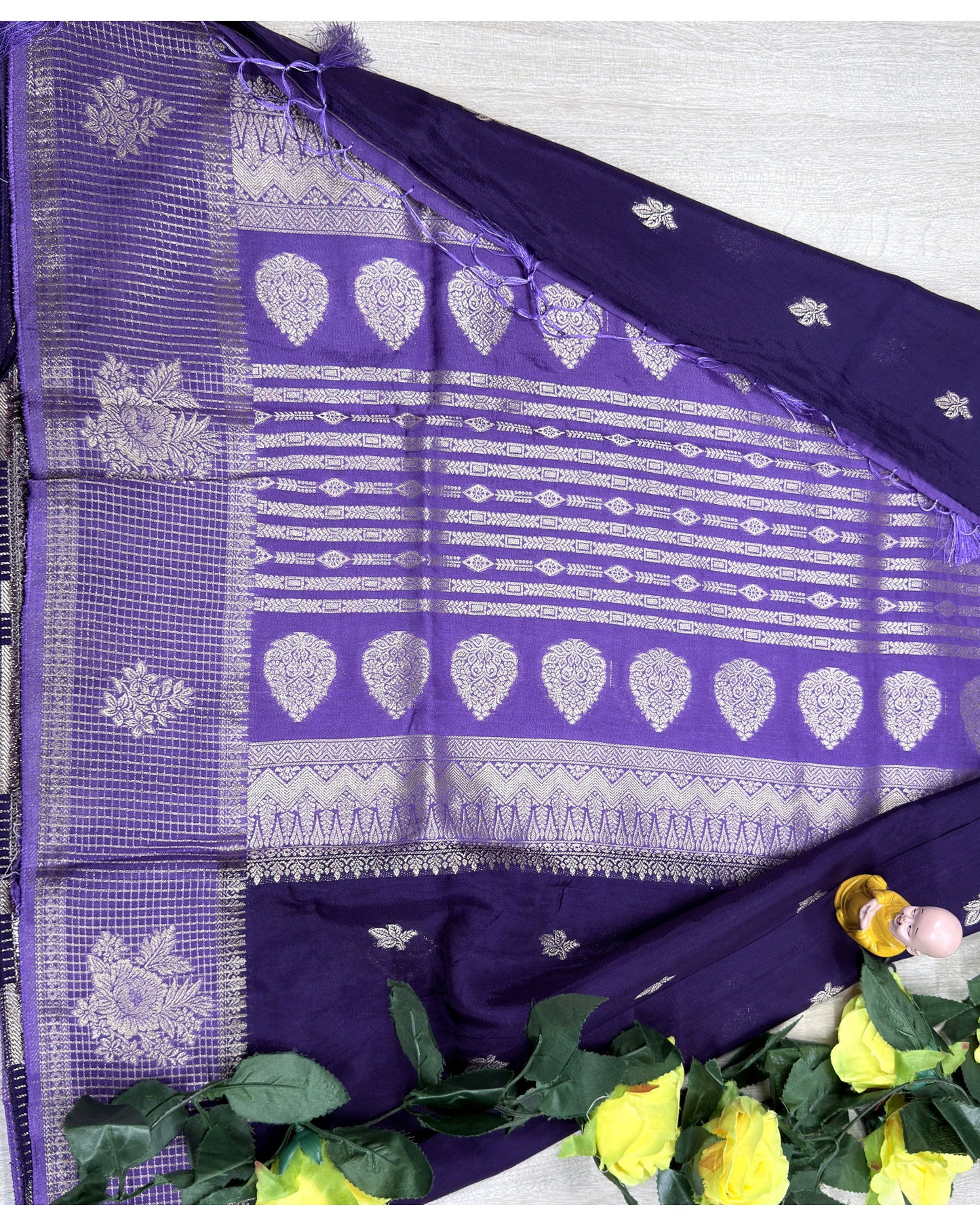 Blue with purple semi premium banaras