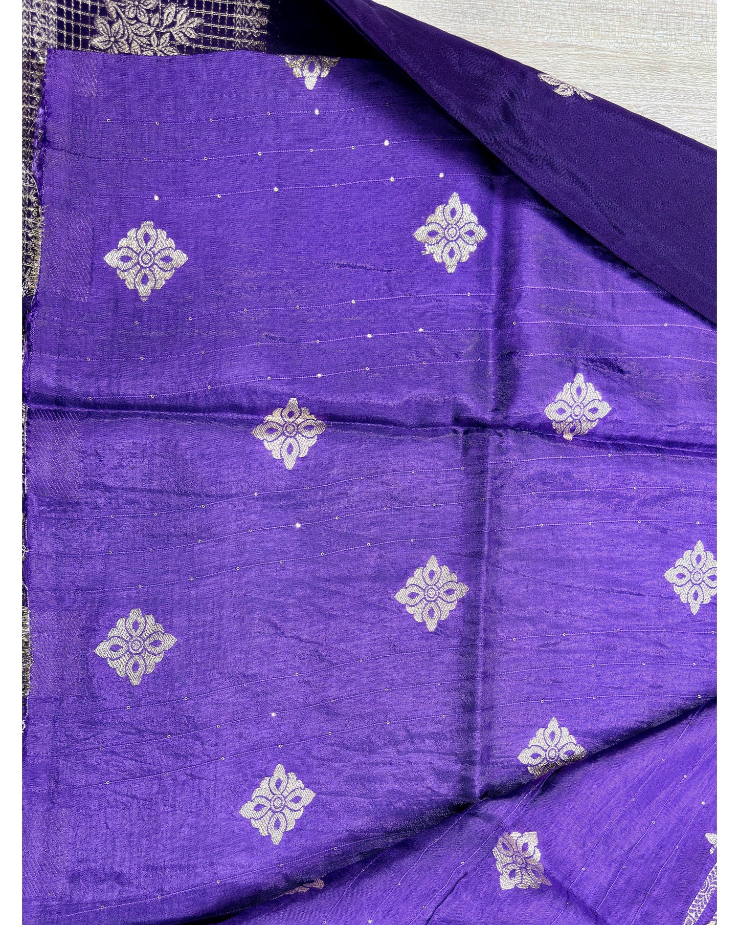 Blue with purple semi premium banaras
