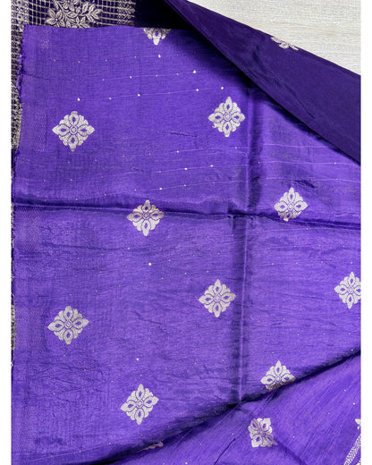 Blue with purple semi premium banaras