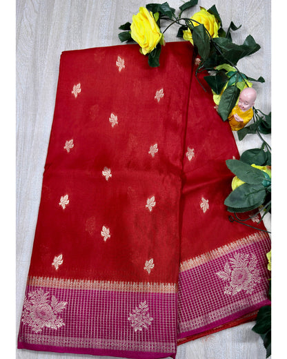 Oil red with pink semi premium banaras