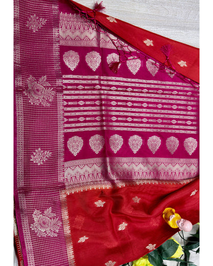 Oil red with pink semi premium banaras