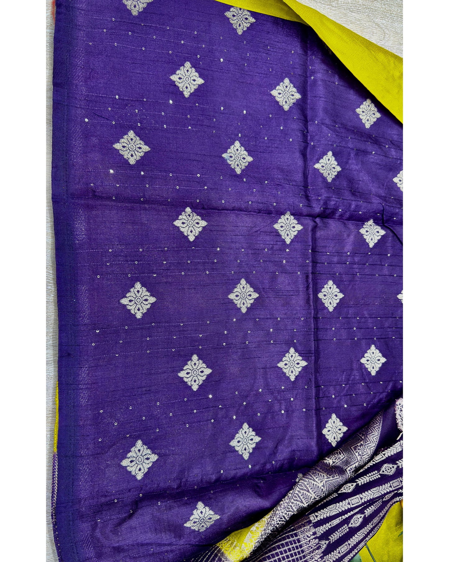 Olive green with blue semi premium banaras