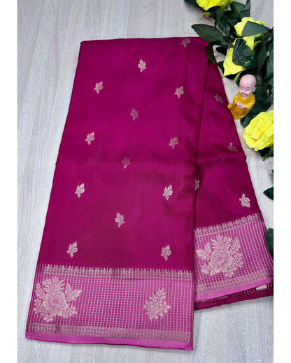 Rani pink with lite pink semi premium banaras