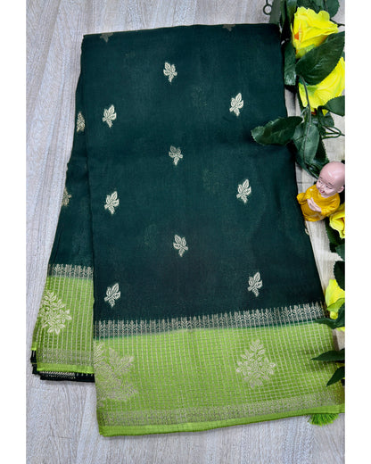 Dark green with pista semi premium banaras