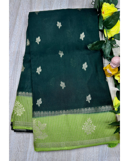 Dark green with pista semi premium banaras