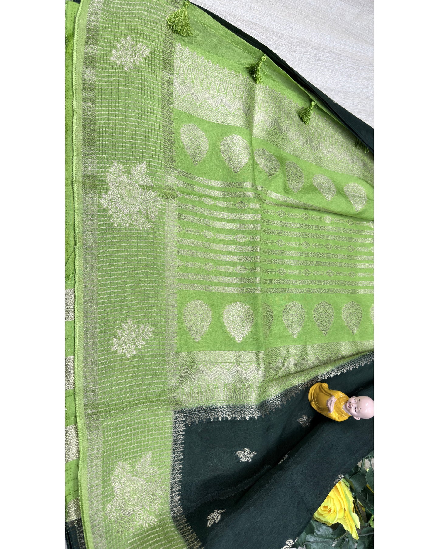 Dark green with pista semi premium banaras
