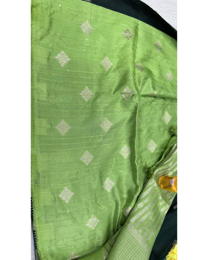 Dark green with pista semi premium banaras