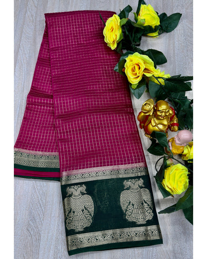 Pink with green gangabarunda boder