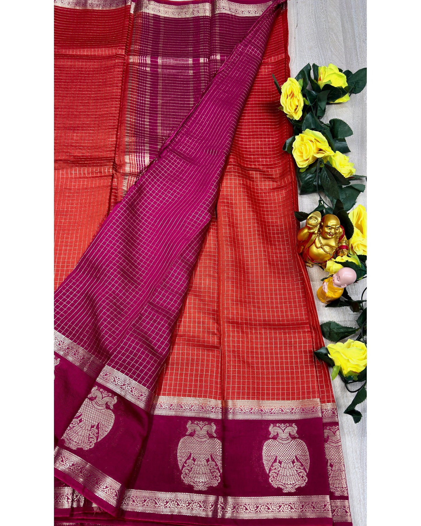 Orange with pink gangabarunda boder