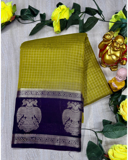 Olive green with blue gangabarunda boder