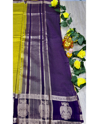 Olive green with blue gangabarunda boder