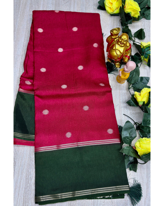 Rani pinkwith green soft silk with butta