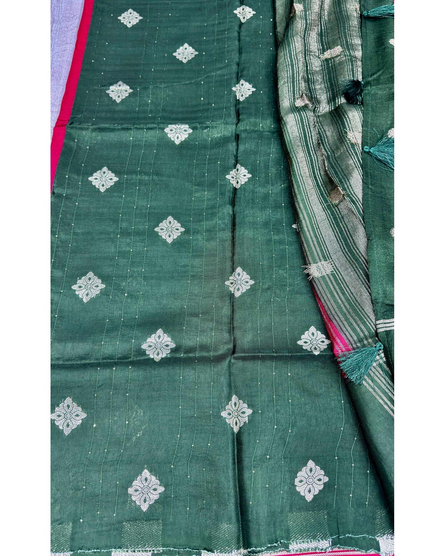 Rani pinkwith green soft silk with butta