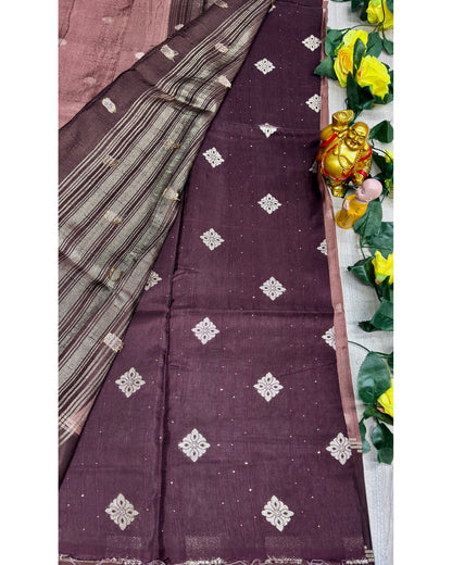 Onion pink with marron soft silk with butta (CK-127)